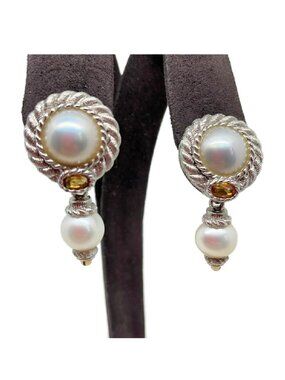 Women's Judith Ripka Sterling Silver (925) Mabe Pearl & Citrine Drop Earrings
